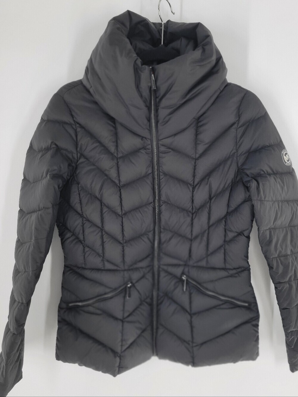 Michael Kors Women’s Black Puffer Jacket with High Collar Size S